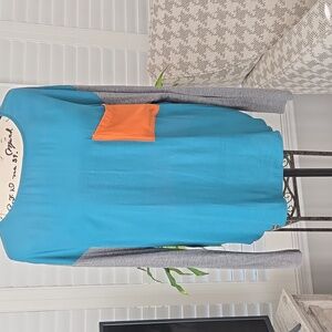 Anthropologie Dolan Teal and Orange Top with Gray Accents